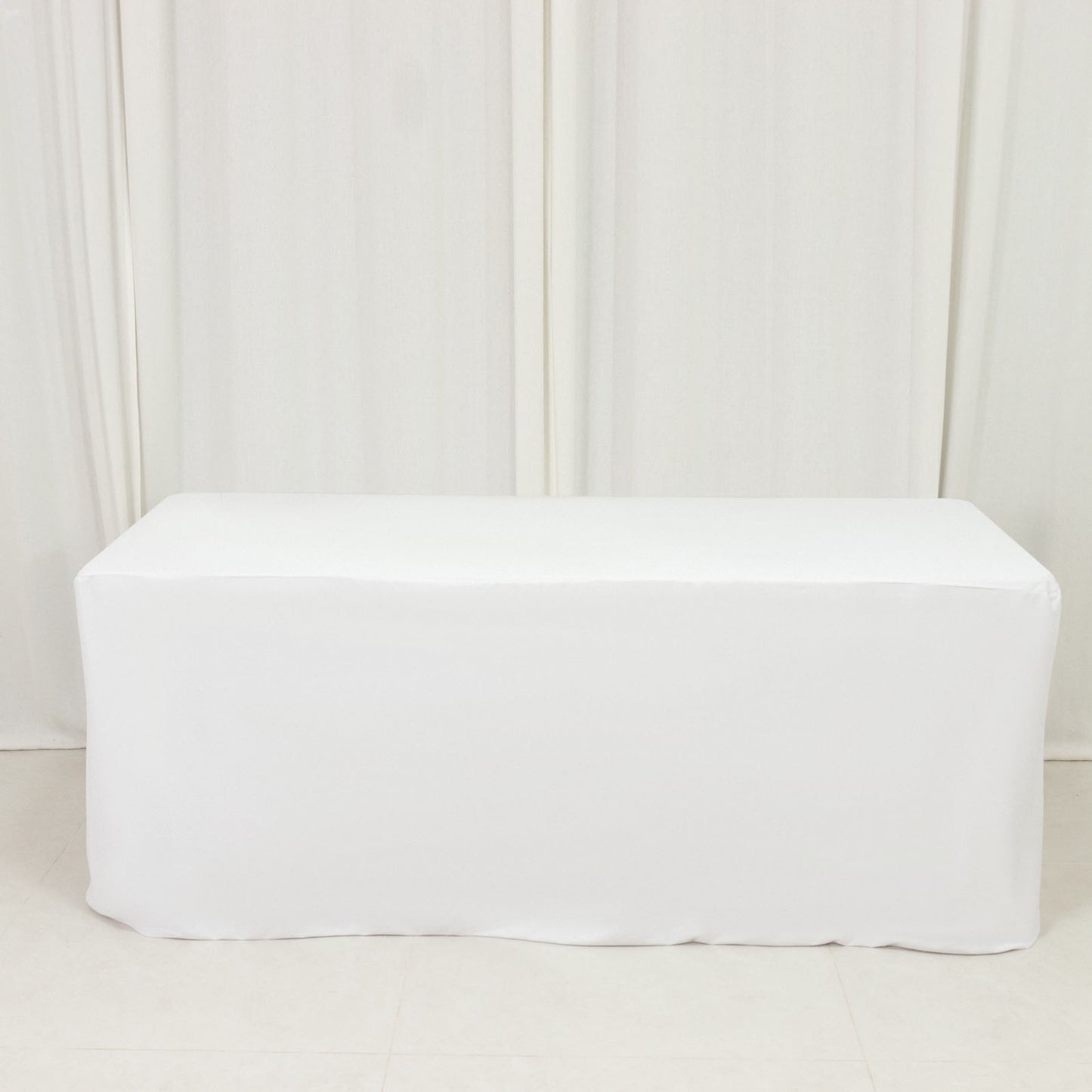 6ft Scuba Rectangular Fitted Tablecloth White – Wrinkle-Free, Stain Resistant