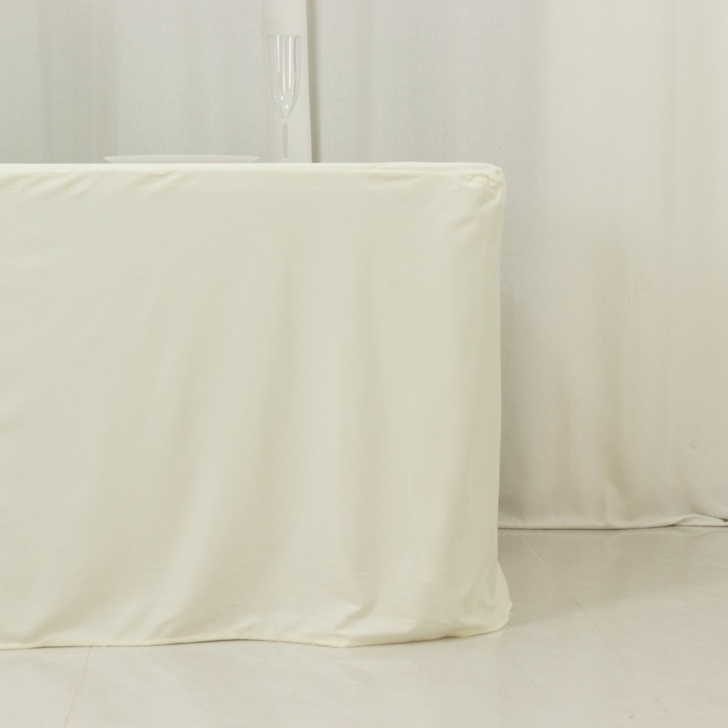 8ft Scuba Rectangular Fitted Tablecloth Ivory – Wrinkle-Free, Stain Resistant