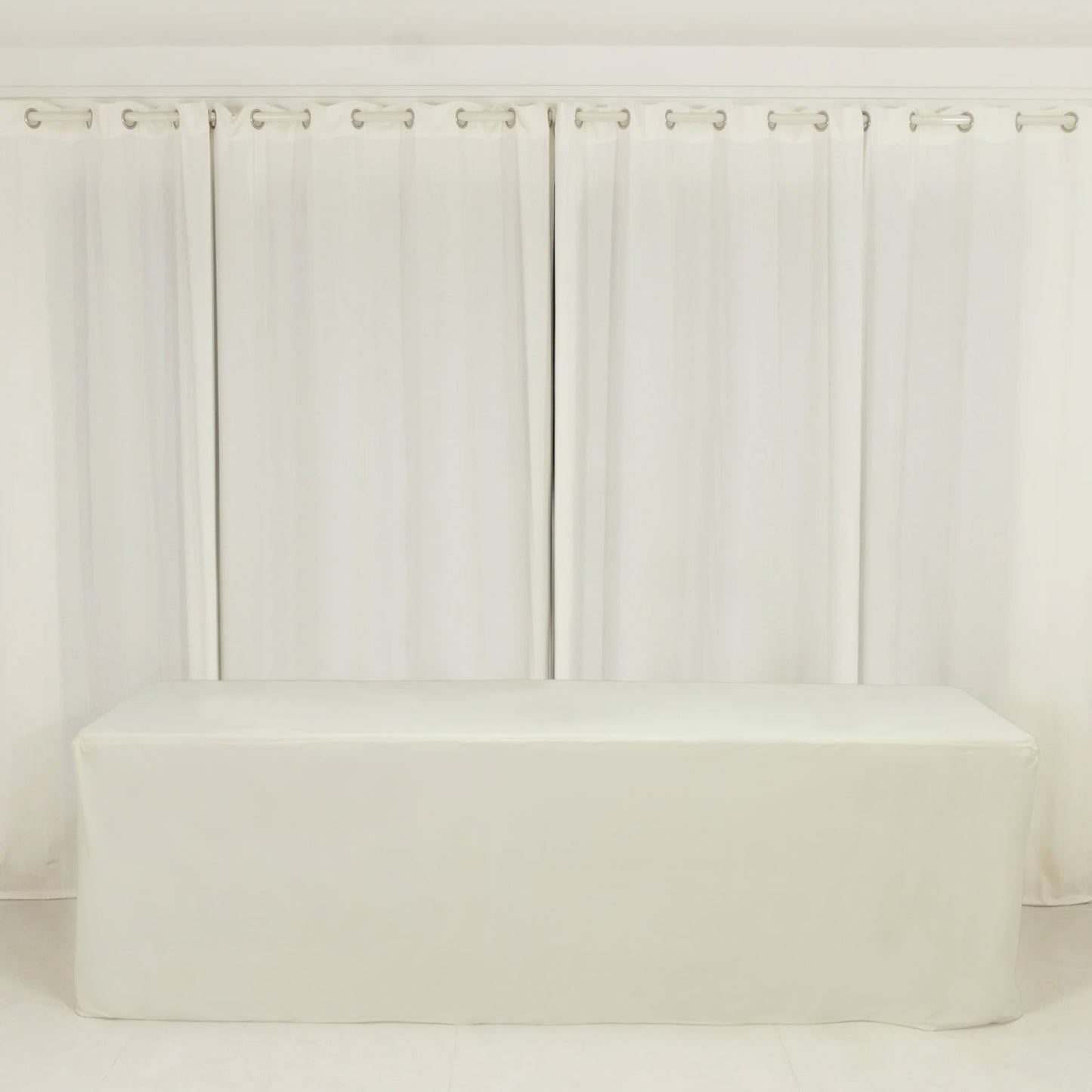 8ft Scuba Rectangular Fitted Tablecloth Ivory – Wrinkle-Free, Stain Resistant