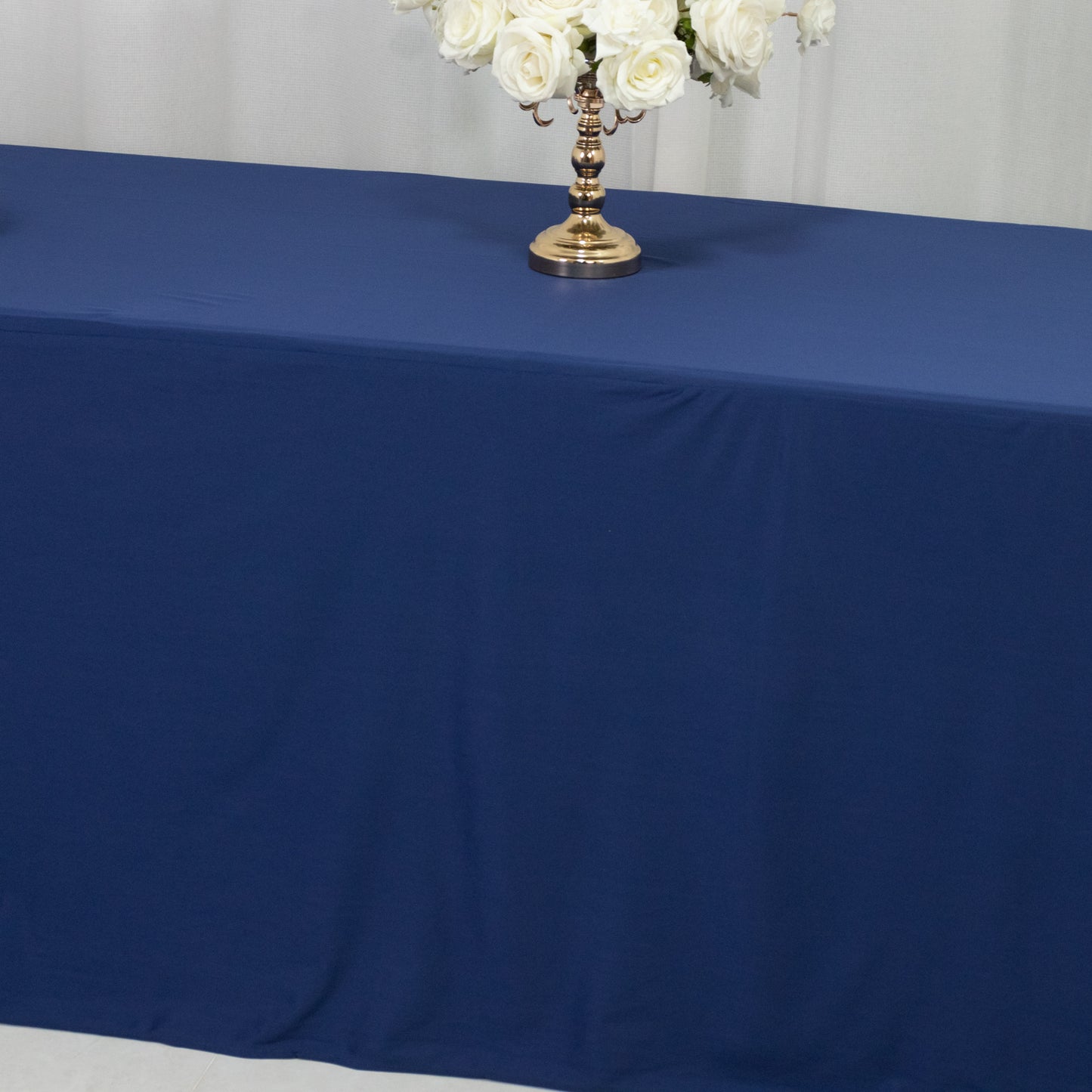 8ft Scuba Rectangular Fitted Tablecloth Navy Blue – Wrinkle-Free, Stain Resistant