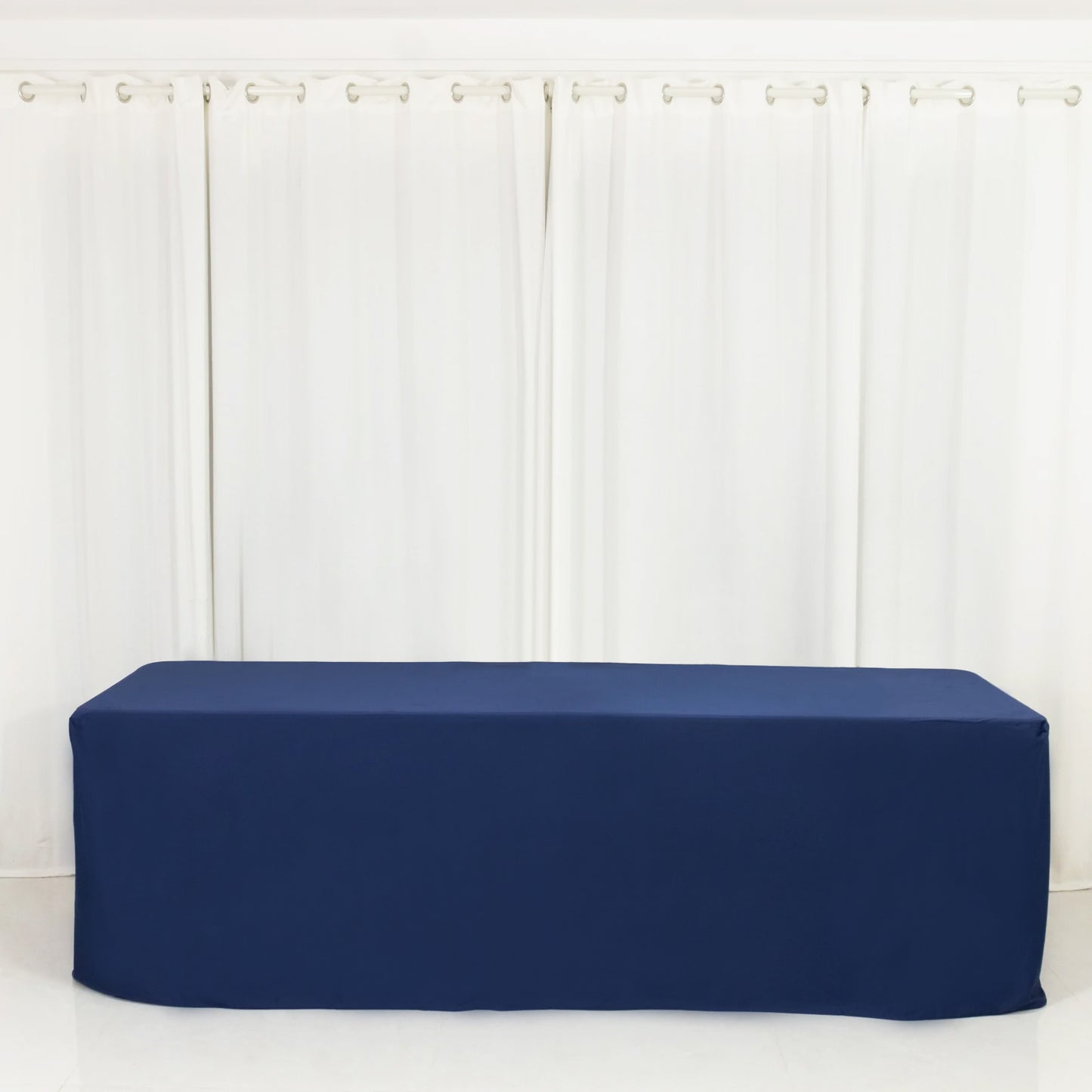 8ft Scuba Rectangular Fitted Tablecloth Navy Blue – Wrinkle-Free, Stain Resistant
