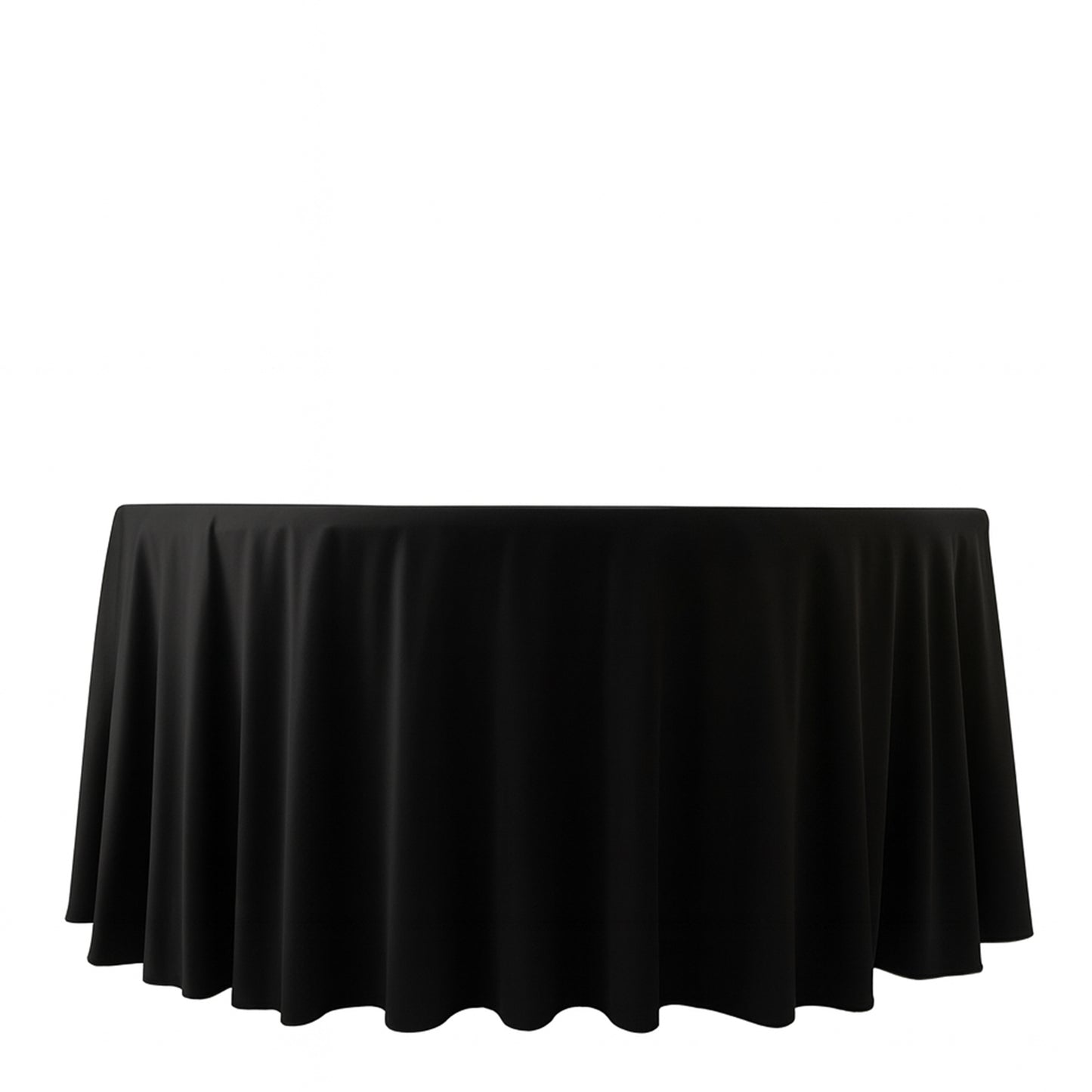 Fire Retardant Scuba Tablecloth – 120" Round Black, Wrinkle Free, Stain Resistant, Seamless Polyester Cover