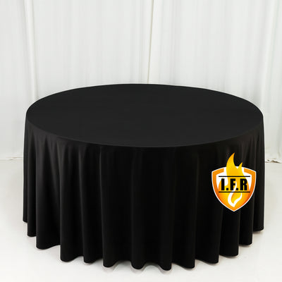 Black Fire Retardant Scuba Polyester Tablecloth 120" Round