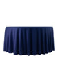 Fire Retardant Scuba Tablecloth – 120" Round Navy Blue, Wrinkle Free, Stain Resistant, Seamless Polyester Cover