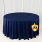 Fire Retardant Scuba Tablecloth – 120" Round Navy Blue, Wrinkle Free, Stain Resistant, Seamless Polyester Cover