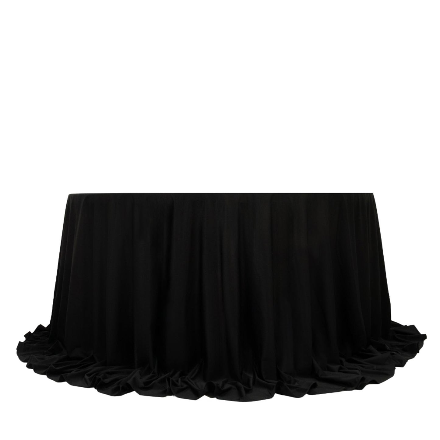 Fire Retardant Scuba Tablecloth – 132" Round Black, Wrinkle Free, Stain Resistant, Seamless Polyester Cover