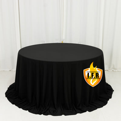 Black Fire Retardant Scuba Polyester Tablecloth 132" Round