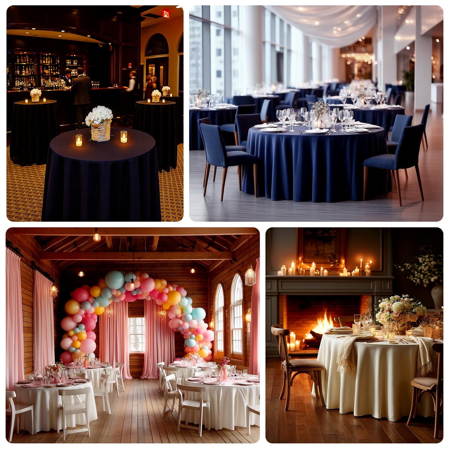 Fire Retardant Scuba Tablecloth – 132" Round, Wrinkle Free, Stain Resistant, Seamless Polyester Cover