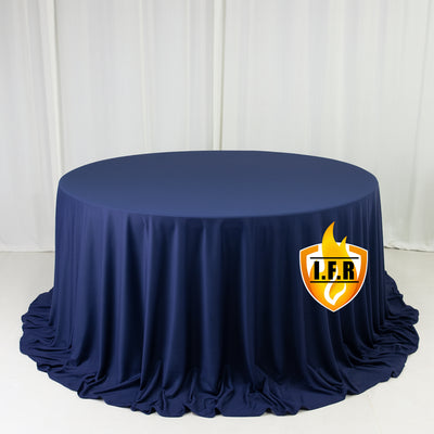 Navy Blue Fire Retardant Scuba Polyester Tablecloth 132" Round