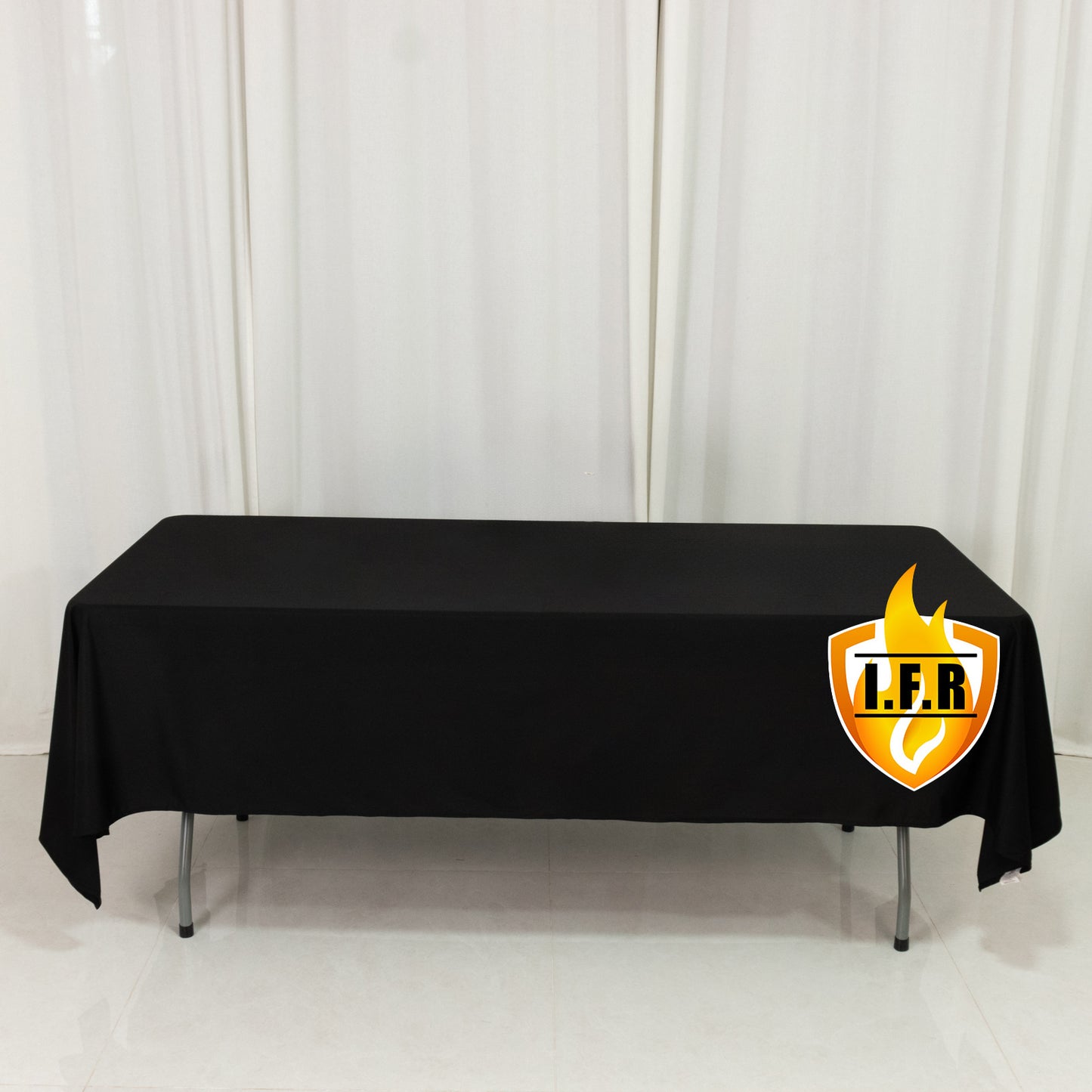 Fire Retardant Scuba Tablecloth – 60"x102" Rectangle Black, Wrinkle Free, Stain Resistant Polyester Cover