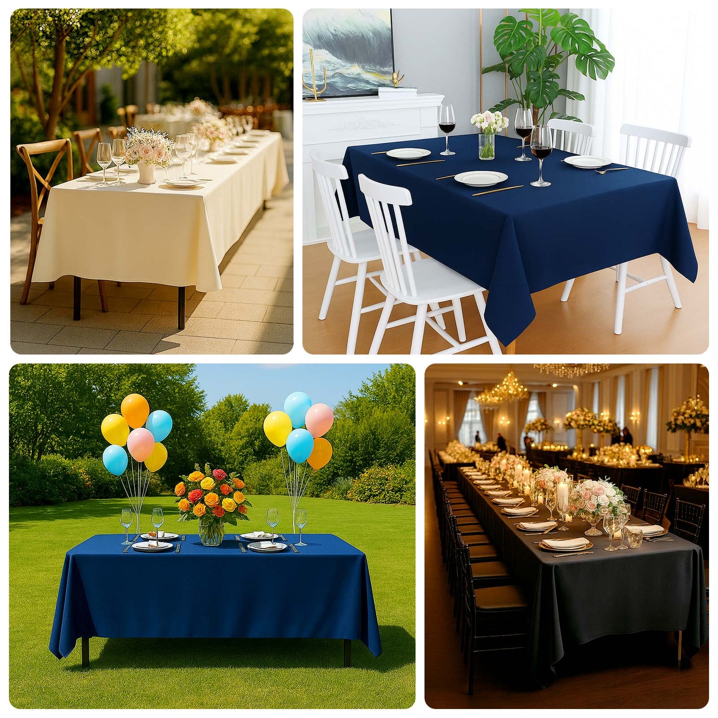 Fire Retardant Scuba Tablecloth – 60"x102" Rectangle, Wrinkle Free, Stain Resistant Polyester Cover