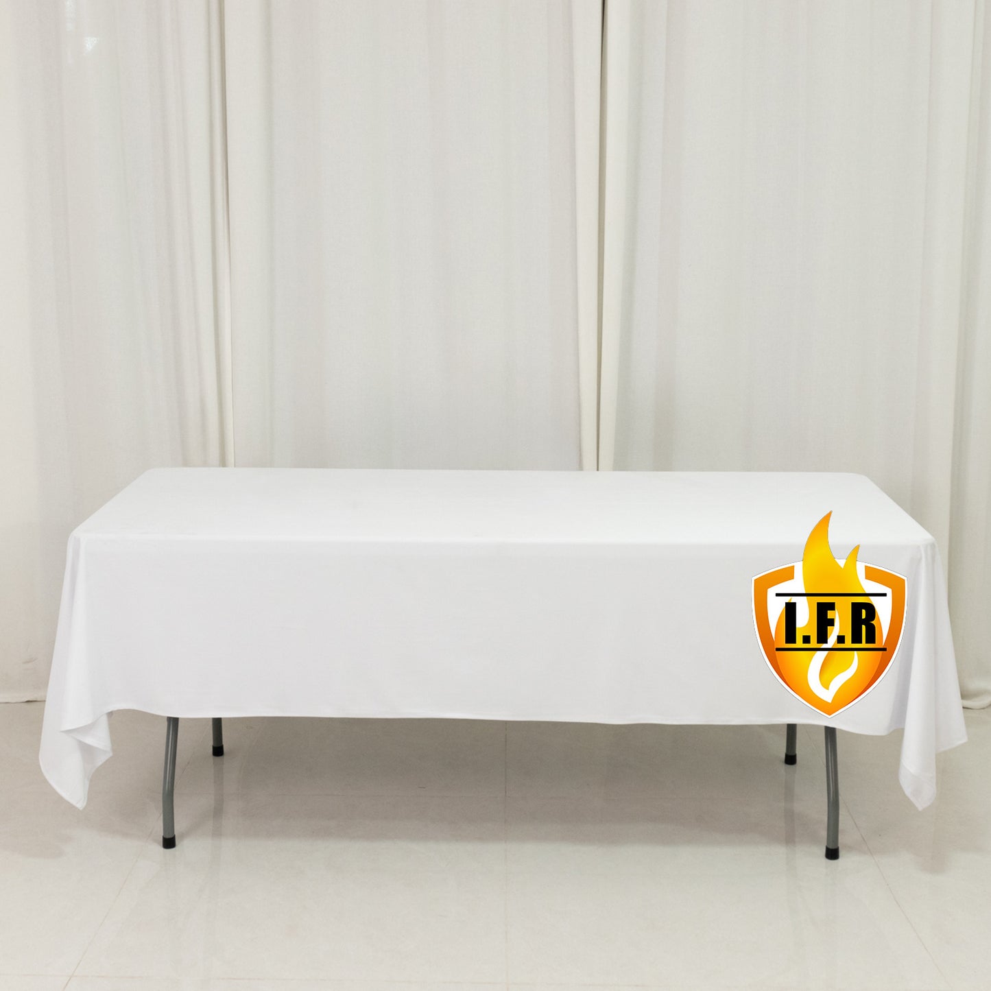 Fire Retardant Scuba Tablecloth – 60"x102" Rectangle White, Wrinkle Free, Stain Resistant Polyester Cover