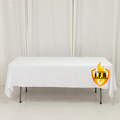 White Fire Retardant Scuba Polyester Tablecloth 60"x102" Rectangular