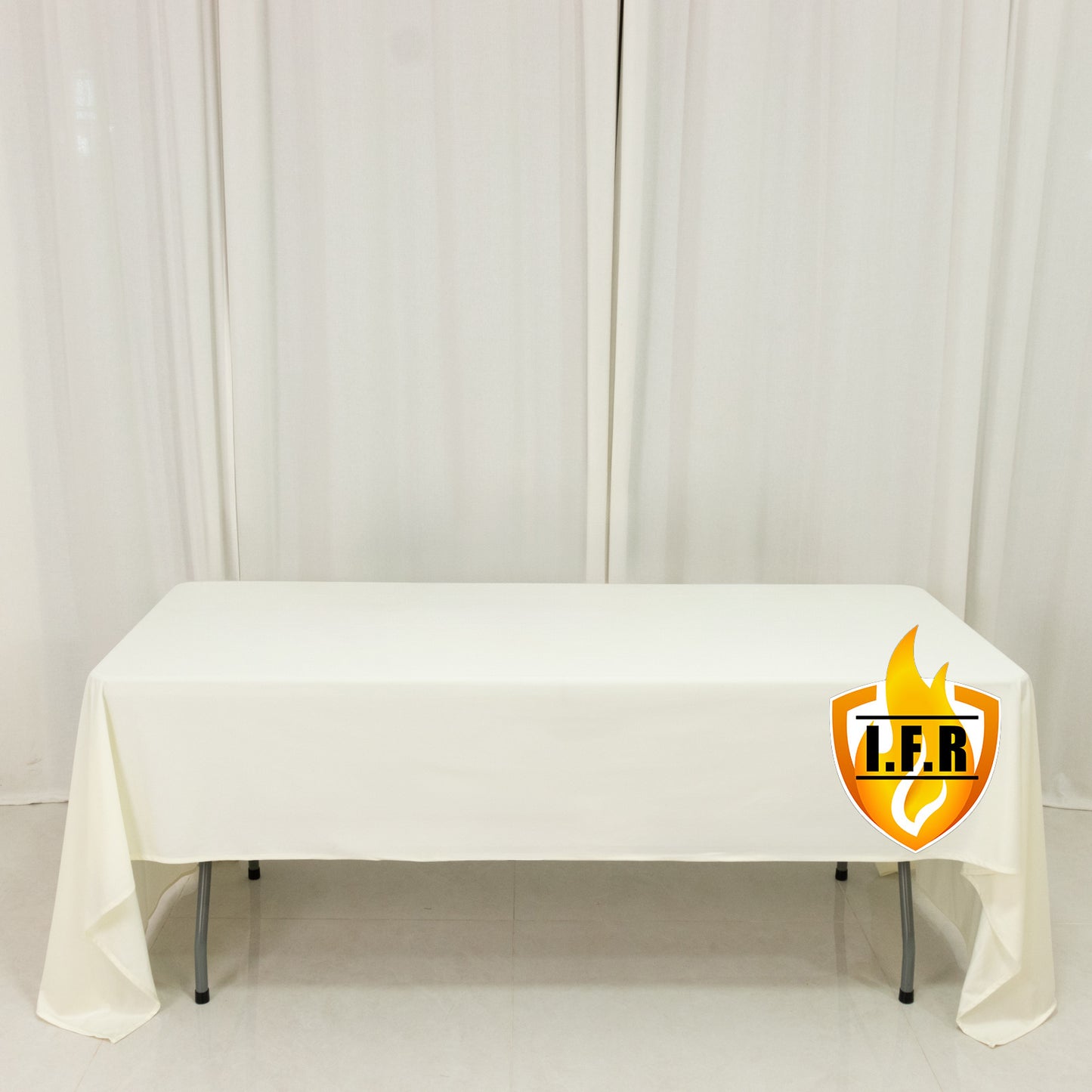 Fire Retardant Scuba Tablecloth – 60"x126" Rectangle Ivory, Wrinkle Free, Stain Resistant Polyester Cover