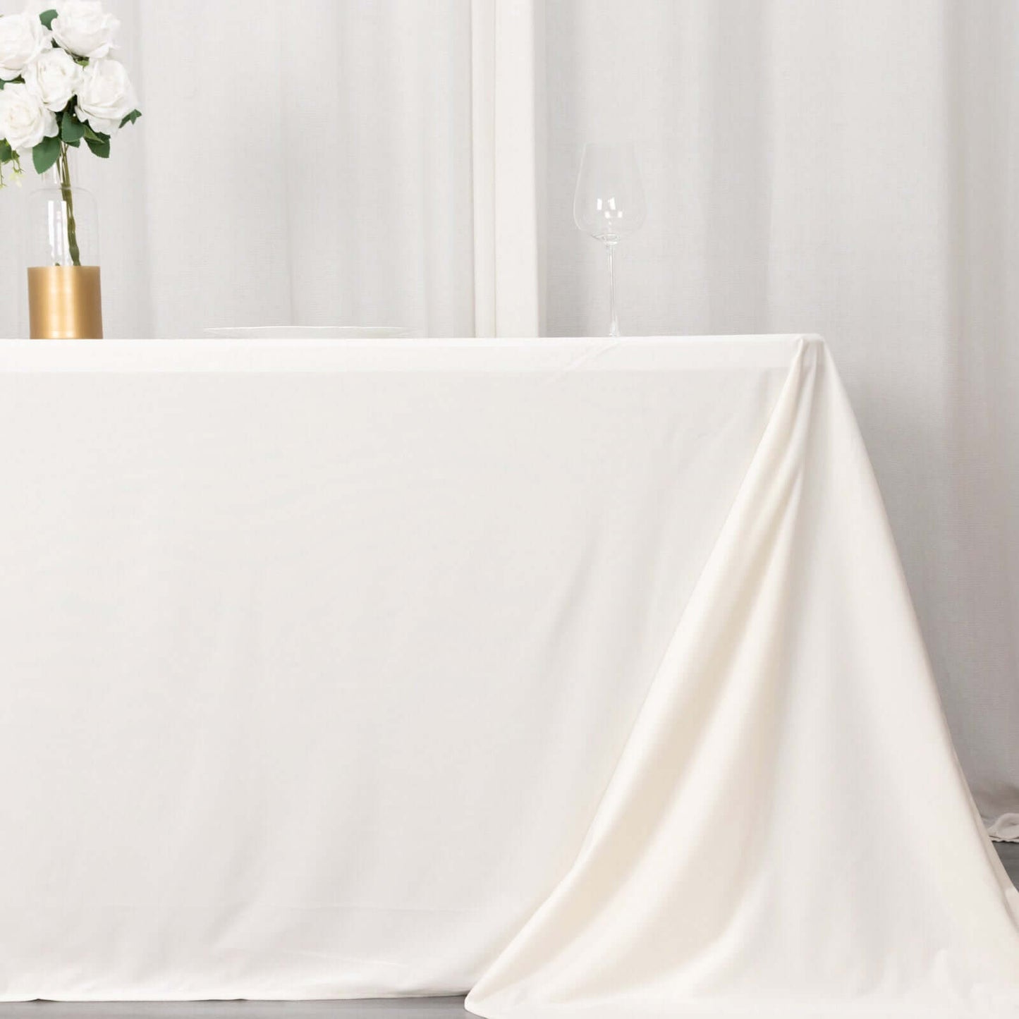 Fire Retardant Scuba Tablecloth – 90"x132" Rectangle Ivory, Wrinkle Free, Stain Resistant, Seamless Polyester Cover