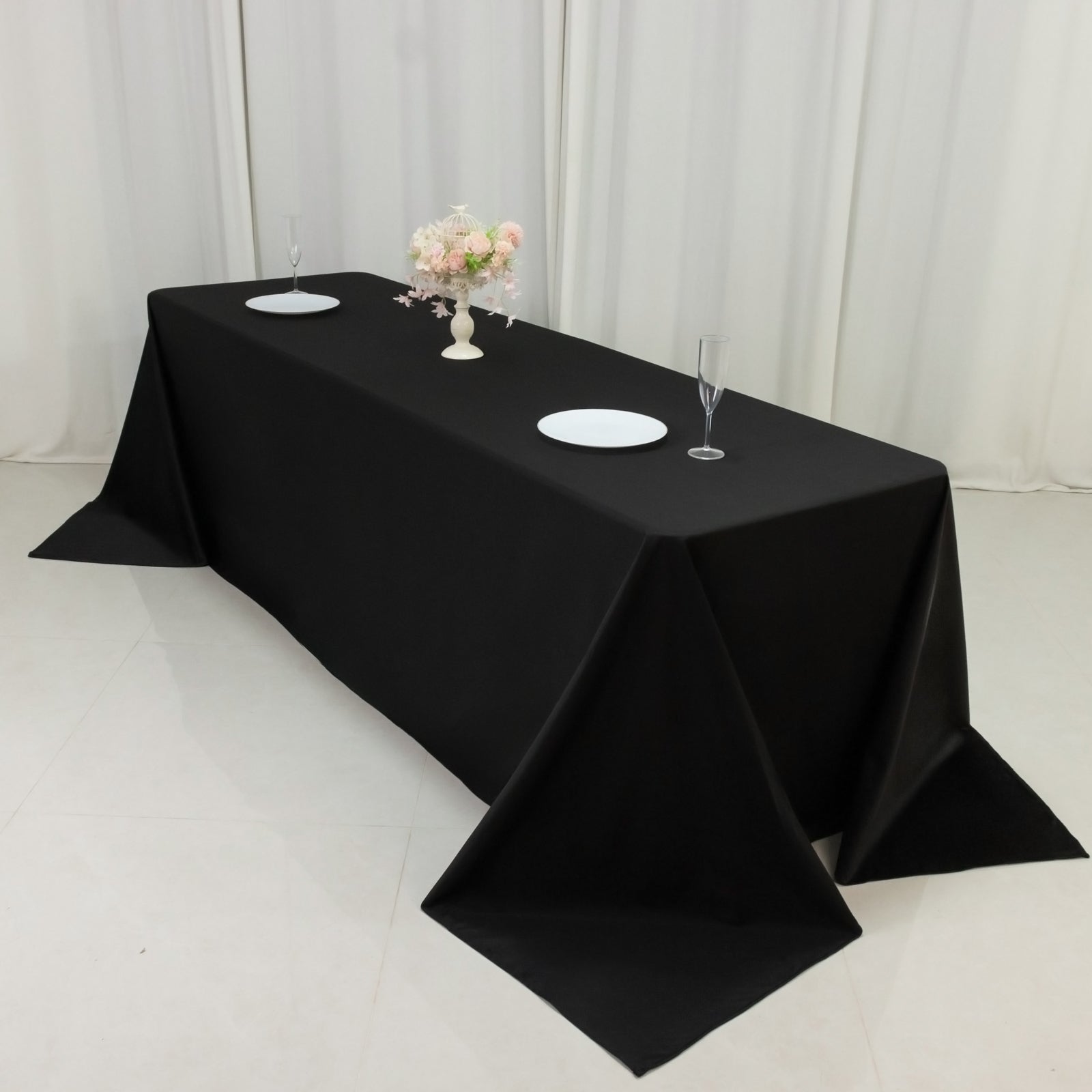 Fire Retardant Scuba Tablecloth – 90"x156" Rectangle, Wrinkle Free, Stain Resistant, Seamless Polyester Cover
