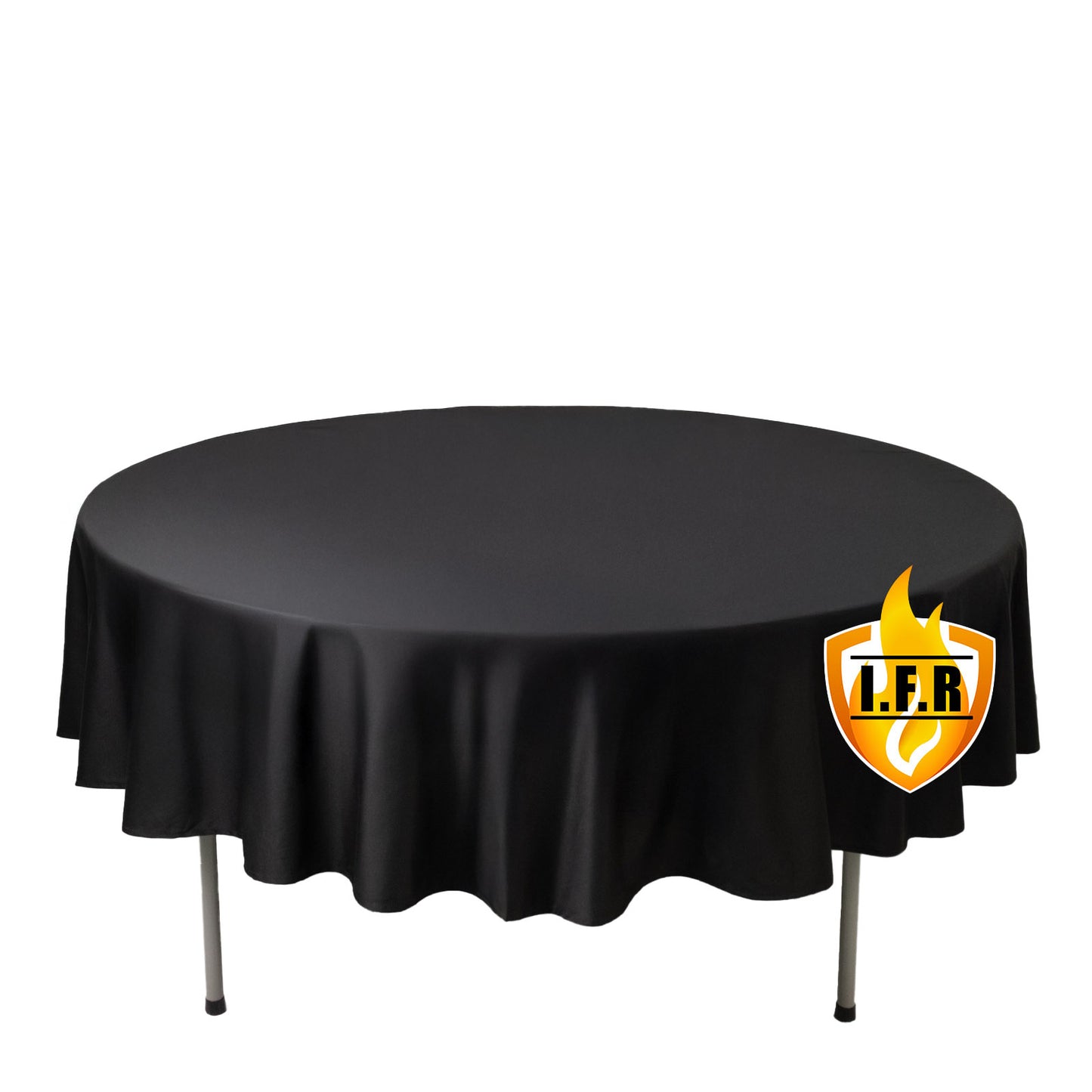 Fire Retardant Scuba Tablecloth – 90" Round Black, Wrinkle Free, Stain Resistant Polyester Cover