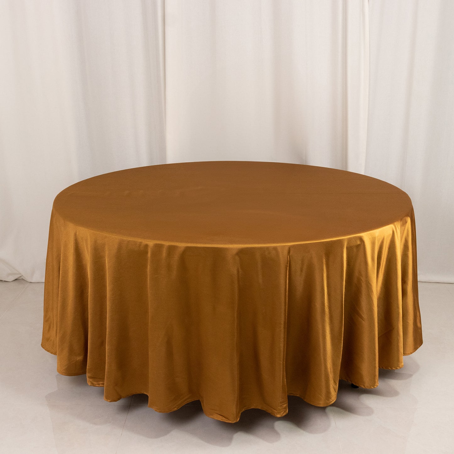 108" Shimmer Gold Premium Scuba Round Tablecloth, Wrinkle Free Polyester Tablecloth