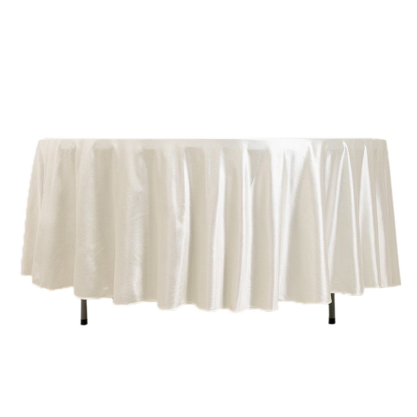 108" Shimmer Pearl White Premium Scuba Round Tablecloth, Wrinkle Free Seamless Polyester Table Cover