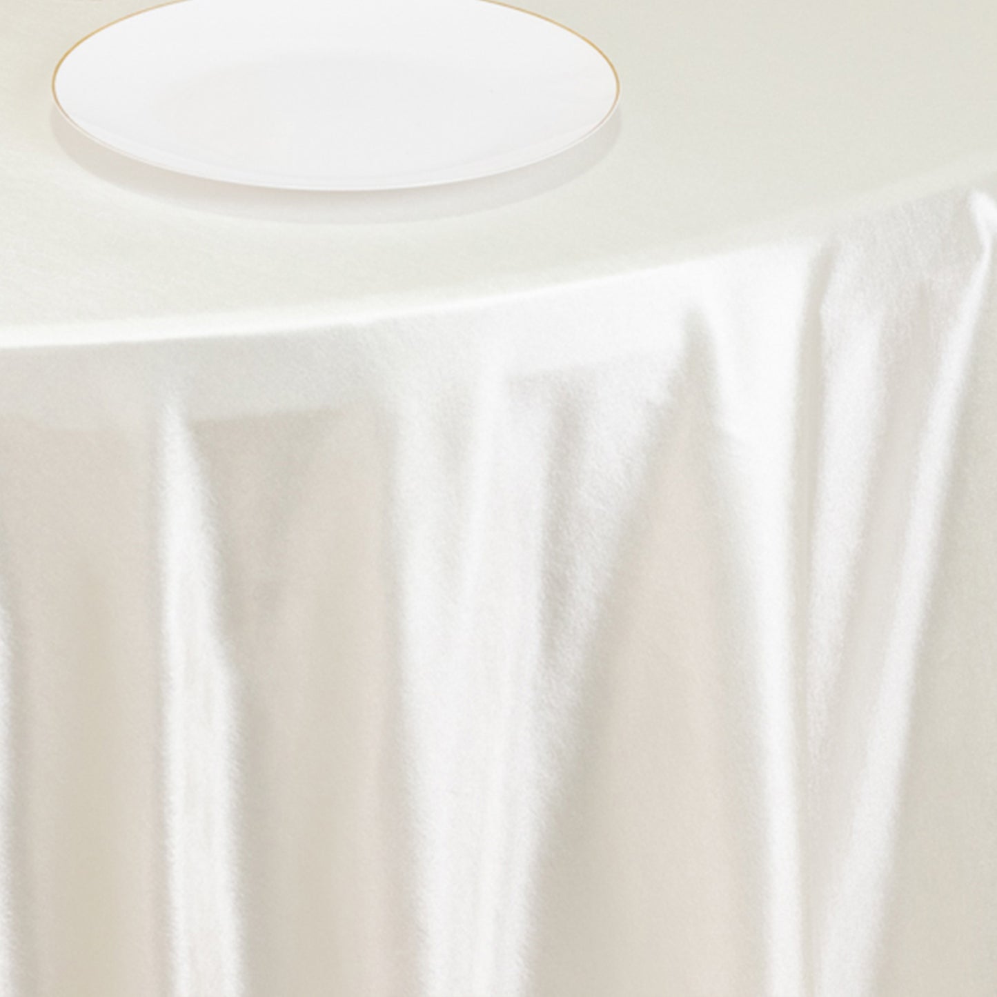 108" Shimmer Pearl White Premium Scuba Round Tablecloth, Wrinkle Free Seamless Polyester Table Cover