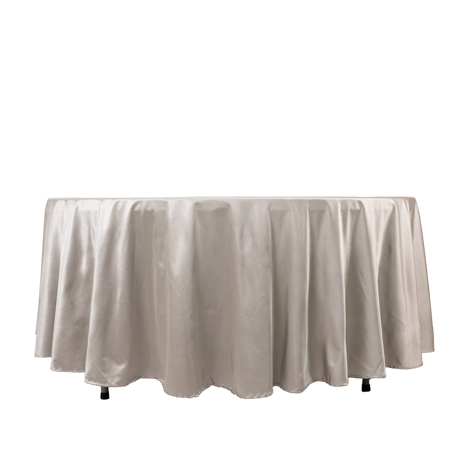 108" Shimmer Silver Premium Scuba Round Tablecloth, Wrinkle Free Polyester Tablecloth