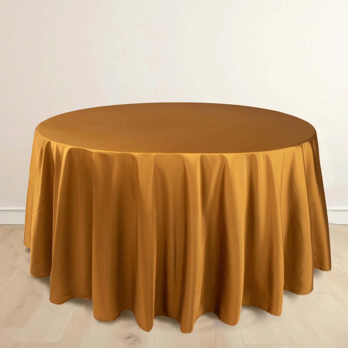 120" Shimmer Gold Scuba Round Tablecloth,Wrinkle Free Seamless Polyester Tablecloth