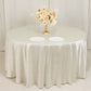 120" Shimmer Pearl White Scuba Round Tablecloth, Wrinkle Free Seamless Polyester Table Cover for 5 Foot Table With Floor-Length Drop