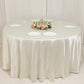 120" Shimmer Pearl White Scuba Round Tablecloth, Wrinkle Free Seamless Polyester Table Cover for 5 Foot Table With Floor-Length Drop