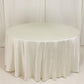 120" Shimmer Pearl White Scuba Round Tablecloth, Wrinkle Free Seamless Polyester Table Cover for 5 Foot Table With Floor-Length Drop