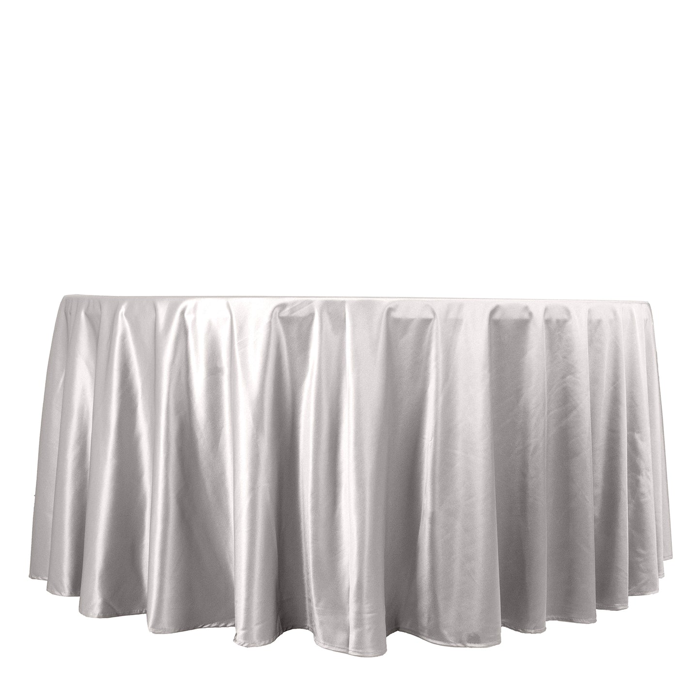 120" Shimmer Silver Scuba Round Tablecloth, Wrinkle Free Seamless Polyester Tablecloth