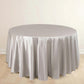 120" Shimmer Silver Scuba Round Tablecloth, Wrinkle Free Seamless Polyester Tablecloth