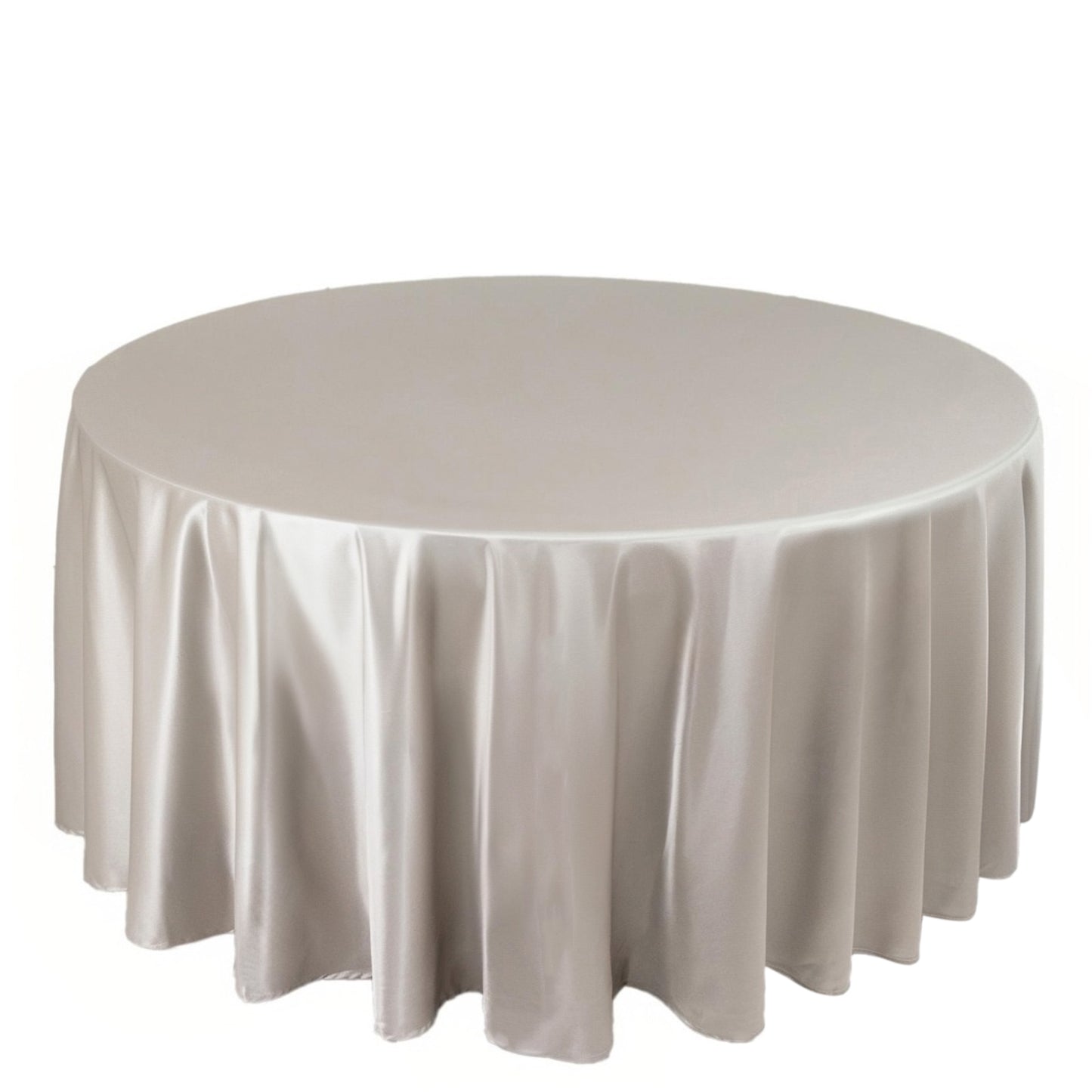 120" Shimmer Silver Scuba Round Tablecloth, Wrinkle Free Seamless Polyester Tablecloth