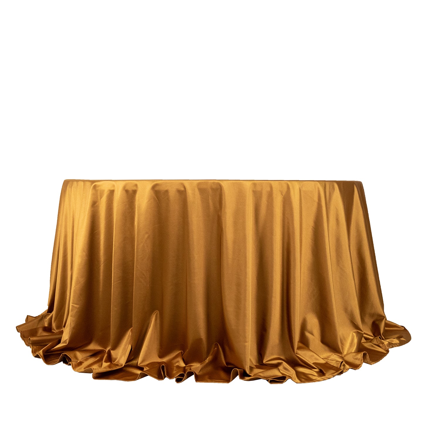 132" Shimmer Gold Premium Scuba Round Tablecloth, Wrinkle Free Seamless Polyester Tablecloth