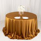 132" Shimmer Gold Scuba Round Tablecloth, Wrinkle Free Seamless Polyester Tablecloth