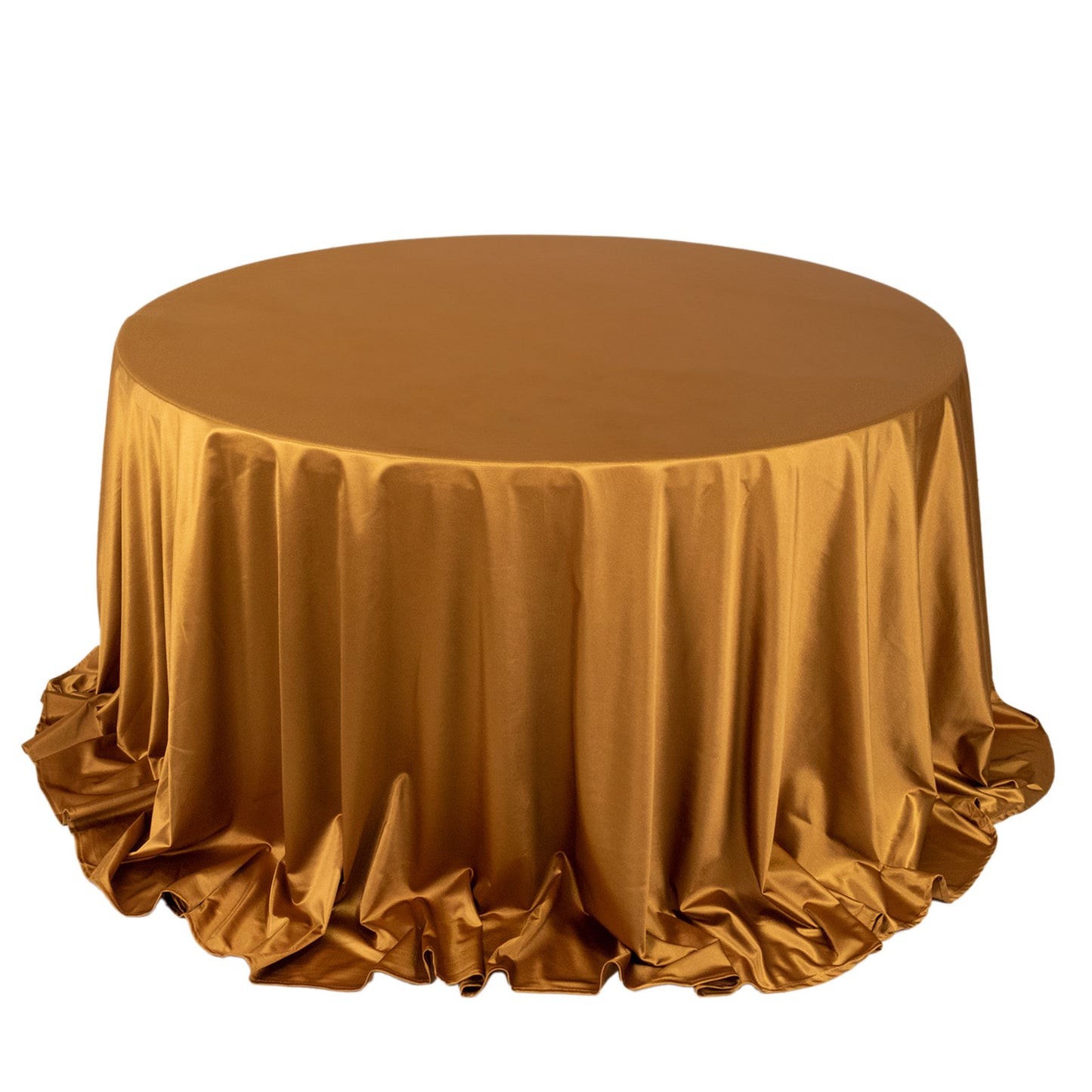 132" Shimmer Gold Premium Scuba Round Tablecloth, Wrinkle Free Seamless Polyester Tablecloth