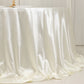 132" Shimmer Pearl White Scuba Round Tablecloth, Wrinkle Free Seamless Polyester Table Cover for 6 Foot Table With Floor-Length Drop