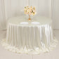 132" Shimmer Pearl White Scuba Round Tablecloth, Wrinkle Free Seamless Polyester Table Cover for 6 Foot Table With Floor-Length Drop