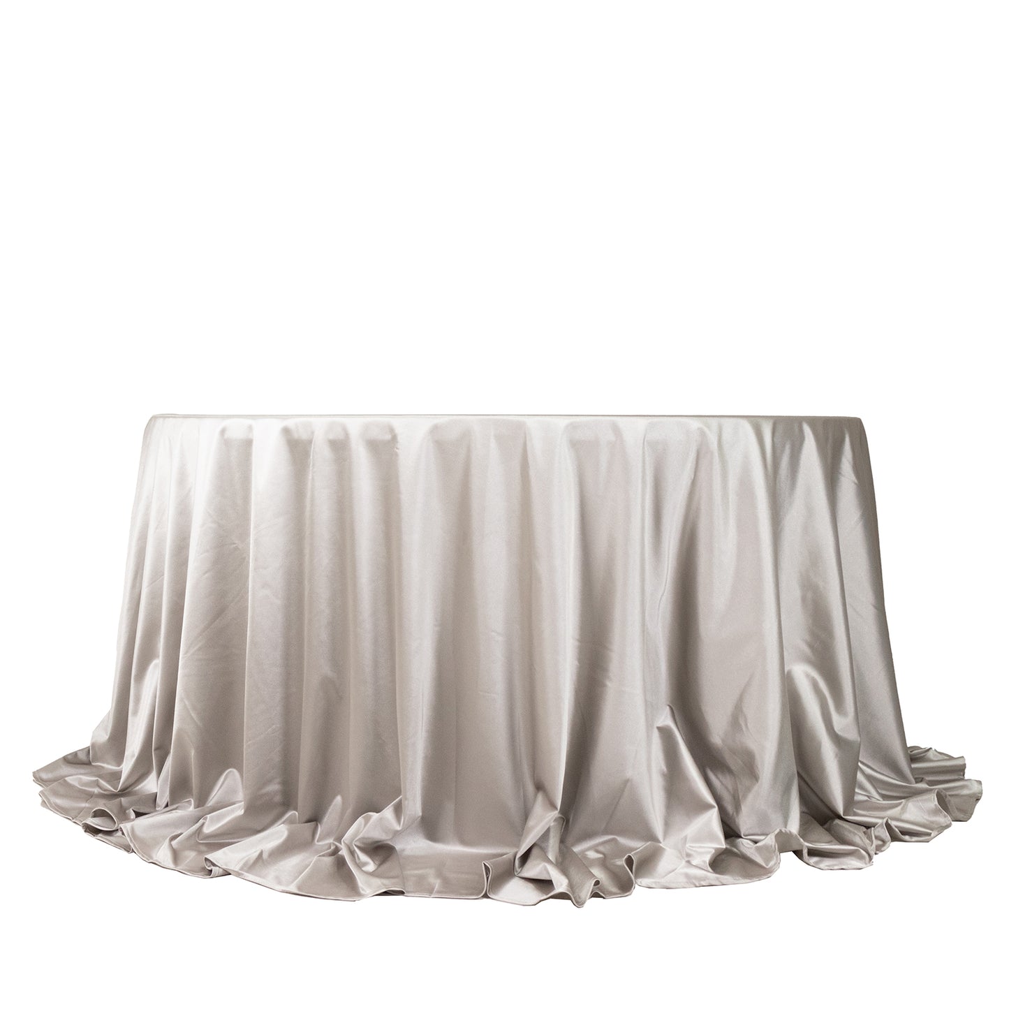 132" Shimmer Silver Premium Scuba Round Tablecloth, Wrinkle Free Seamless Polyester Tablecloth