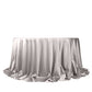 132" Shimmer Silver Scuba Round Tablecloth, Wrinkle Free Seamless Polyester Tablecloth