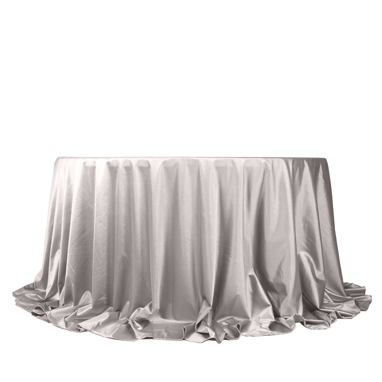 132" Shimmer Silver Scuba Round Tablecloth, Wrinkle Free Seamless Polyester Tablecloth