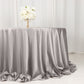132" Shimmer Silver Scuba Round Tablecloth, Wrinkle Free Seamless Polyester Tablecloth