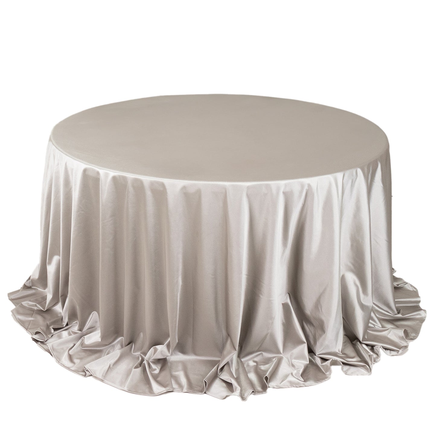 132" Shimmer Silver Premium Scuba Round Tablecloth, Wrinkle Free Seamless Polyester Tablecloth