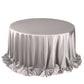 132" Shimmer Silver Scuba Round Tablecloth, Wrinkle Free Seamless Polyester Tablecloth