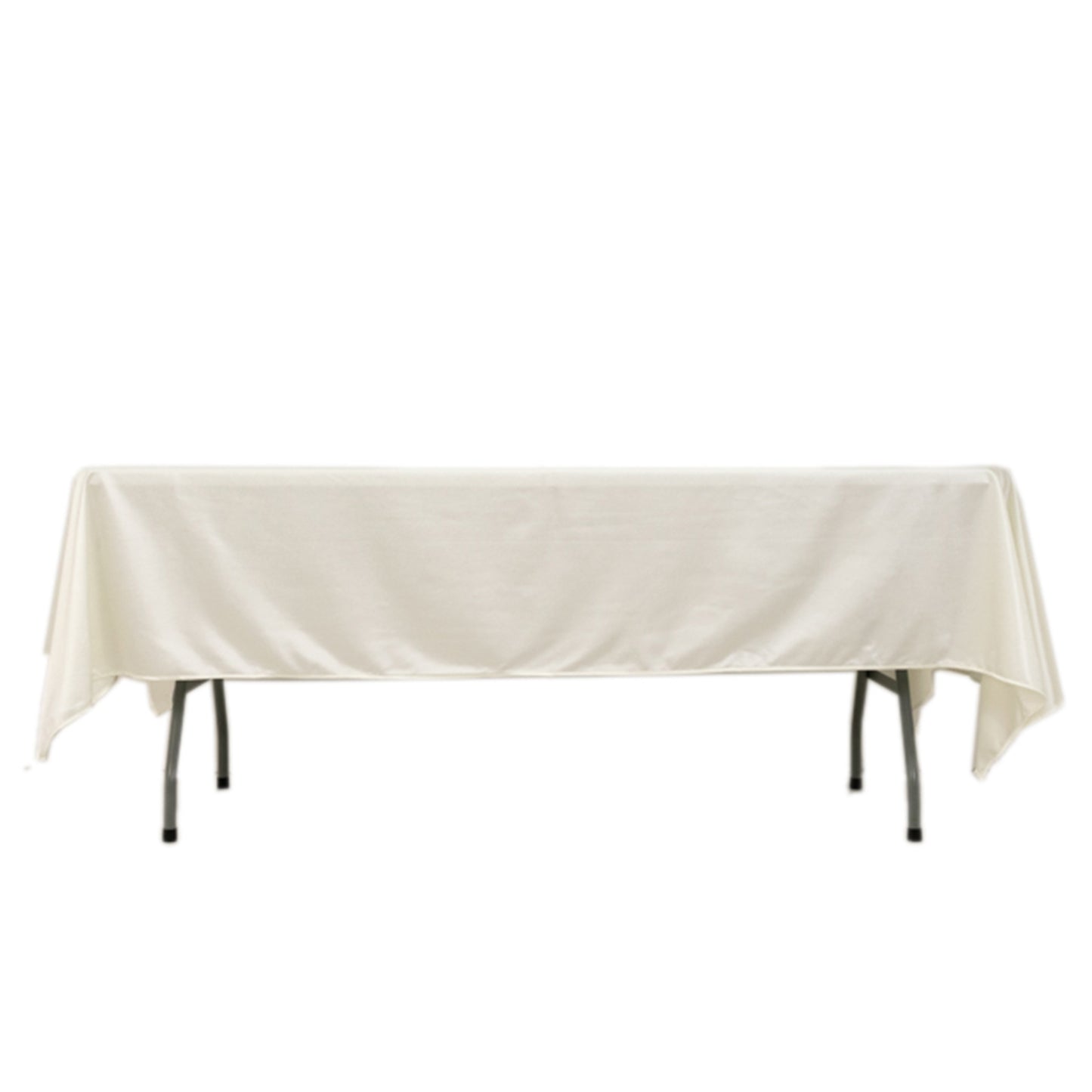 60"x102" Shimmer Pearl White Scuba Rectangle Tablecloth, Wrinkle Free Seamless Premium Polyester Table Cover