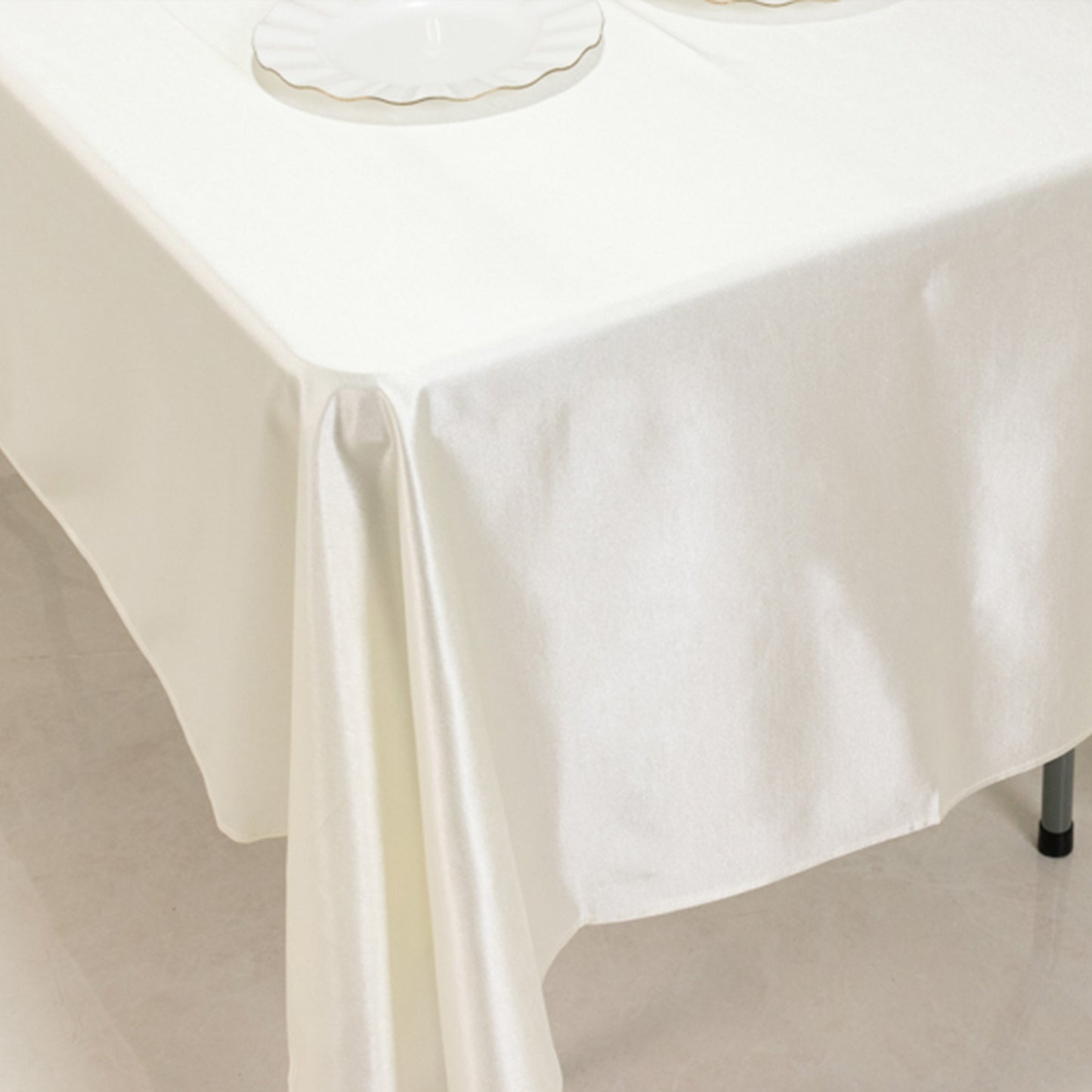 60"x102" Shimmer Pearl White Scuba Rectangle Tablecloth, Wrinkle Free Seamless Premium Polyester Table Cover