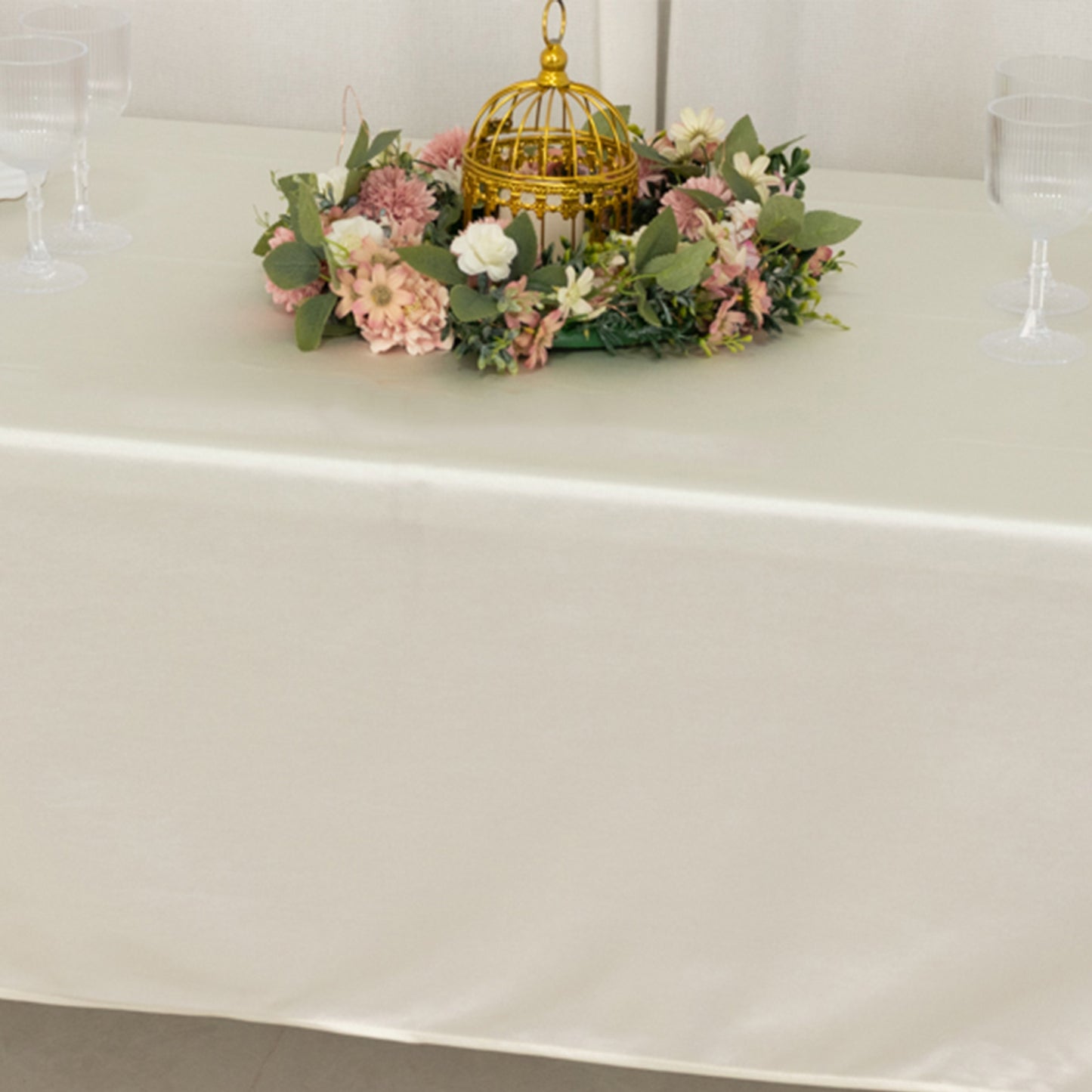 60"x102" Shimmer Pearl White Scuba Rectangle Tablecloth, Wrinkle Free Seamless Premium Polyester Table Cover