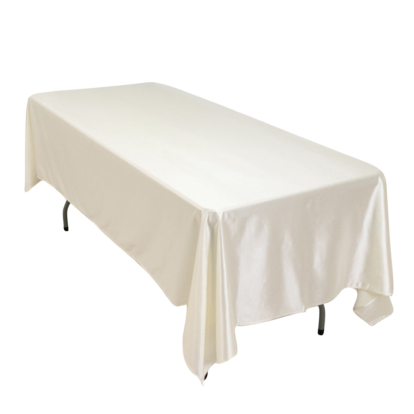 60"x102" Shimmer Pearl White Scuba Rectangle Tablecloth, Wrinkle Free Seamless Premium Polyester Table Cover