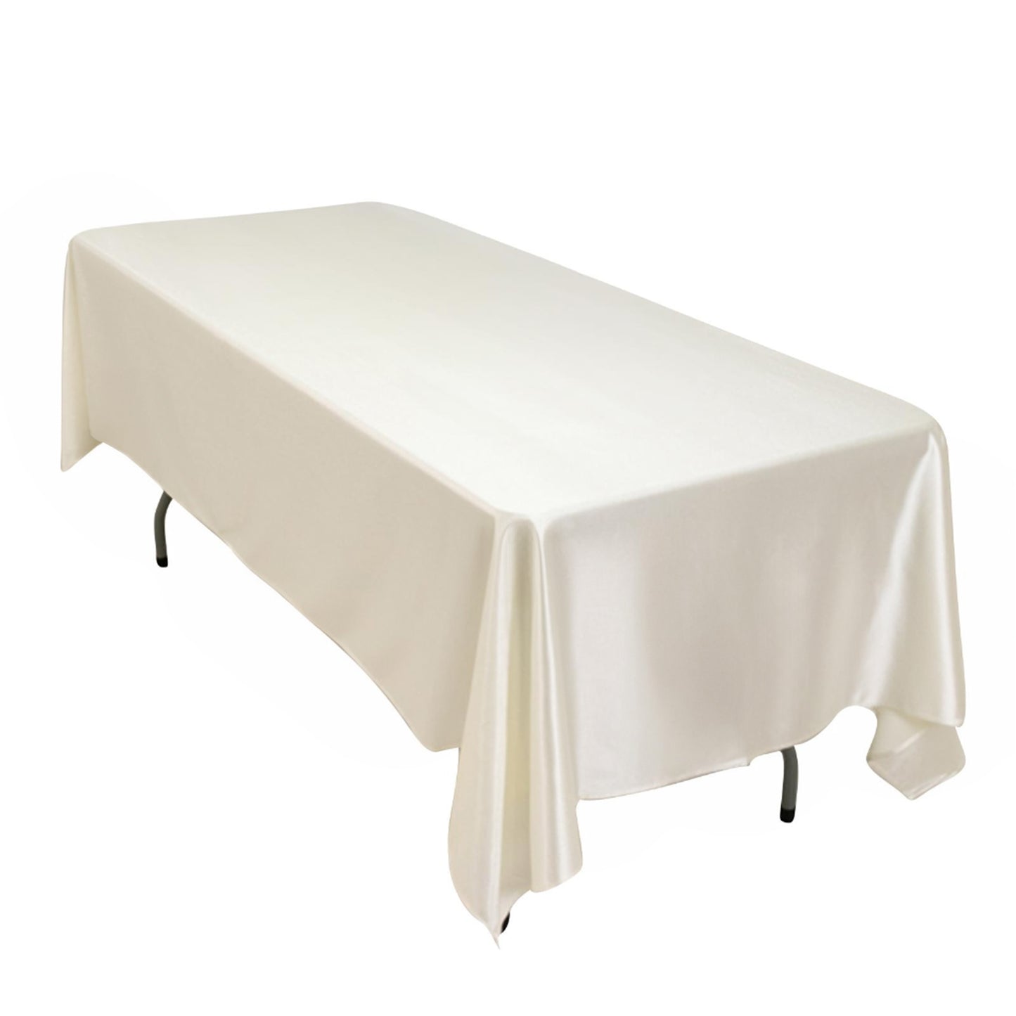 60"x102" Shimmer Pearl White Scuba Rectangle Tablecloth, Wrinkle Free Seamless Polyester Table Cover