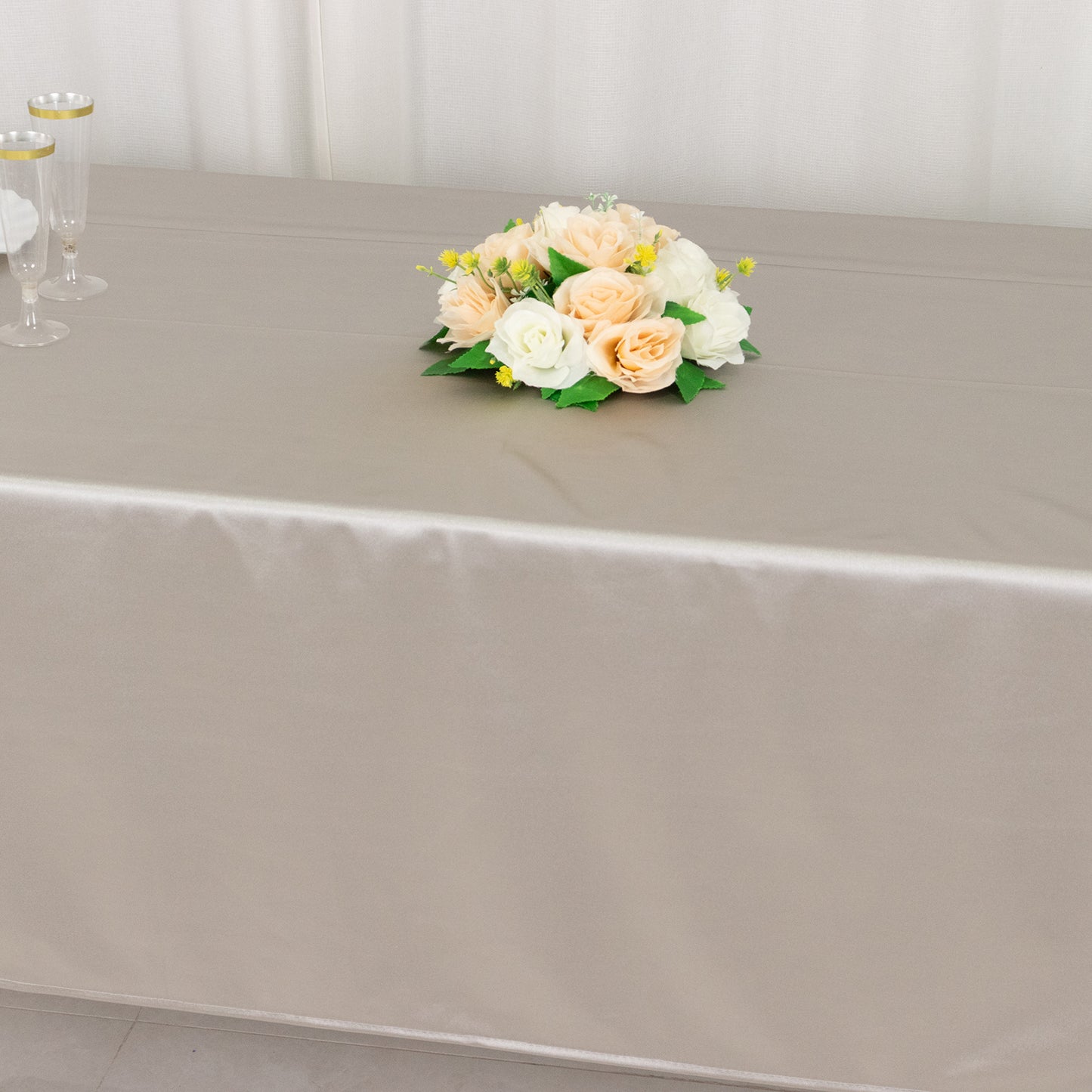 60"x102" Shimmer Silver Premium Scuba Rectangle Tablecloth, Wrinkle Free Polyester Tablecloth