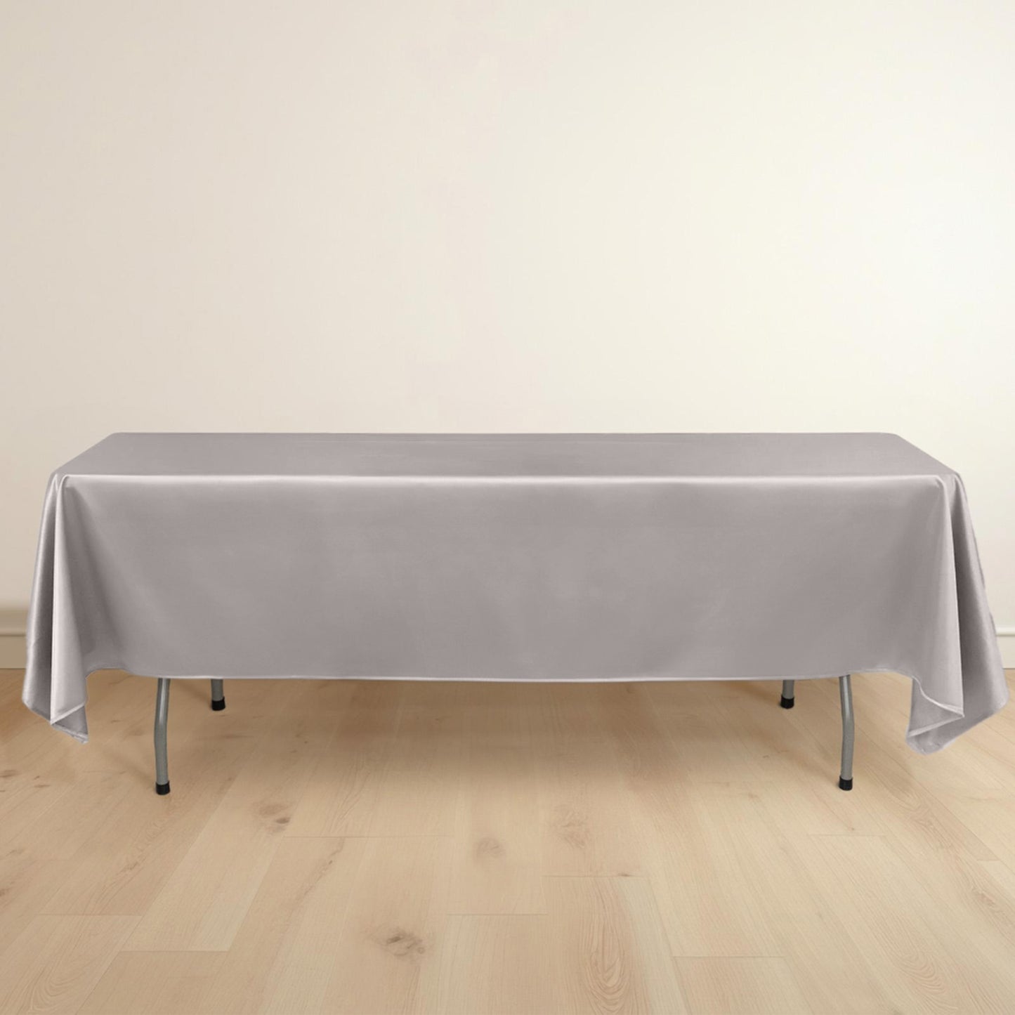 60"x102" Shimmer Silver Scuba Rectangle Tablecloth, Wrinkle Free Polyester Tablecloth